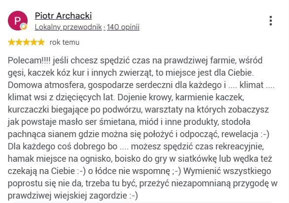 Opinia Piotra - prawdziwa farma i warsztaty