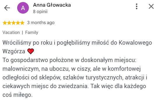 Opinia Anny - malownicza, cicha okolica