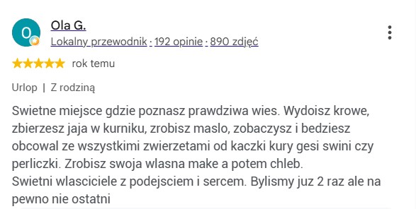 Opinia Oli - prawdziwa wieś i warsztaty