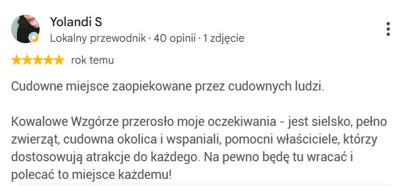 Opinia Yolandi - cudowne miejsce i gospodarze