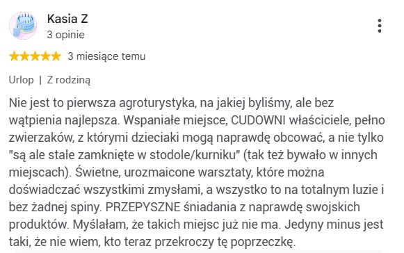 Opinia Kasi - najlepsza agroturystyka